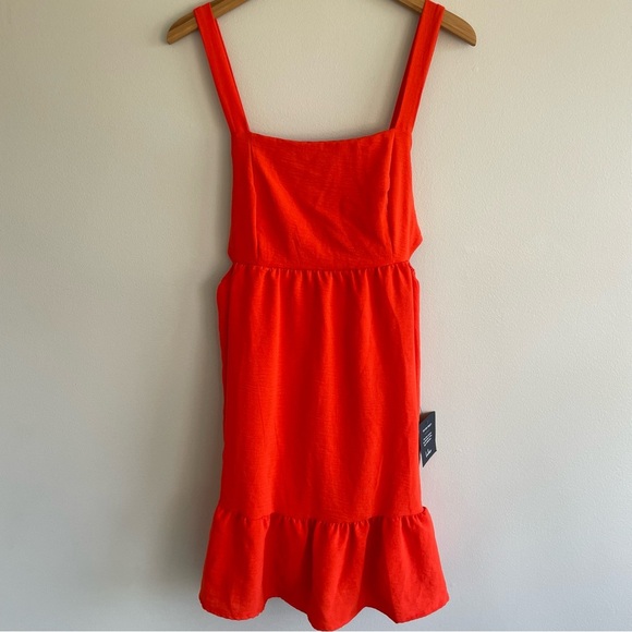 Lulus Always A Cutie Orange Tie-Back Mini Dress Size Small - Picture 1 of 14